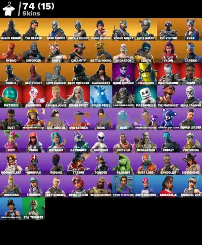 Fortnite Account with 74 Skins With BN Full Access